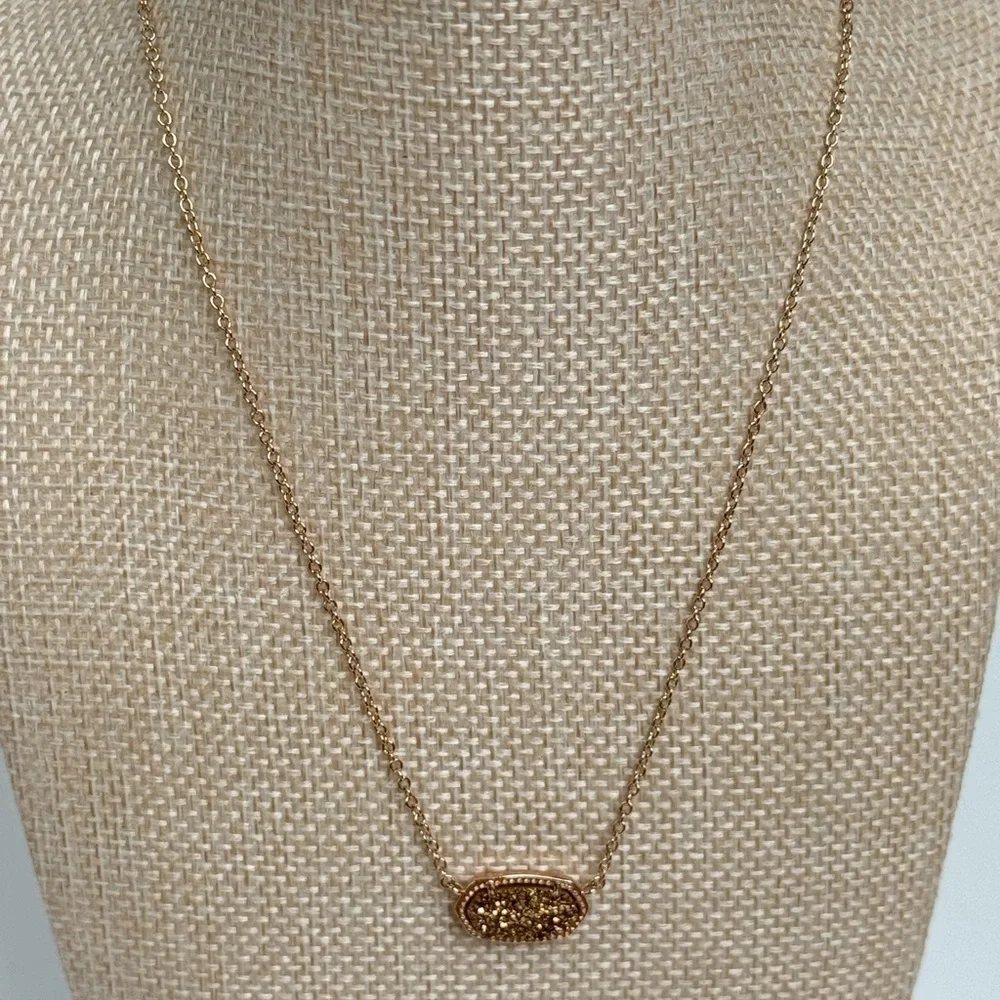 Kendra Scott Elisa Rose Gold Pendant Necklace in Rose Gold Drusy